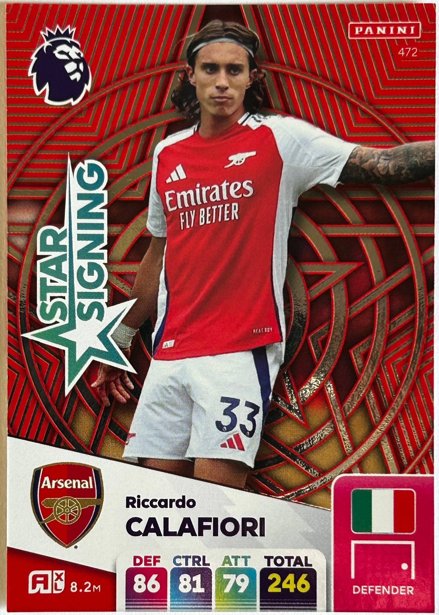 Panini Adrenalyn XL Premier League 2025 - RICCARDO CALAFIORI (ARSENAL) Star Signing 472
