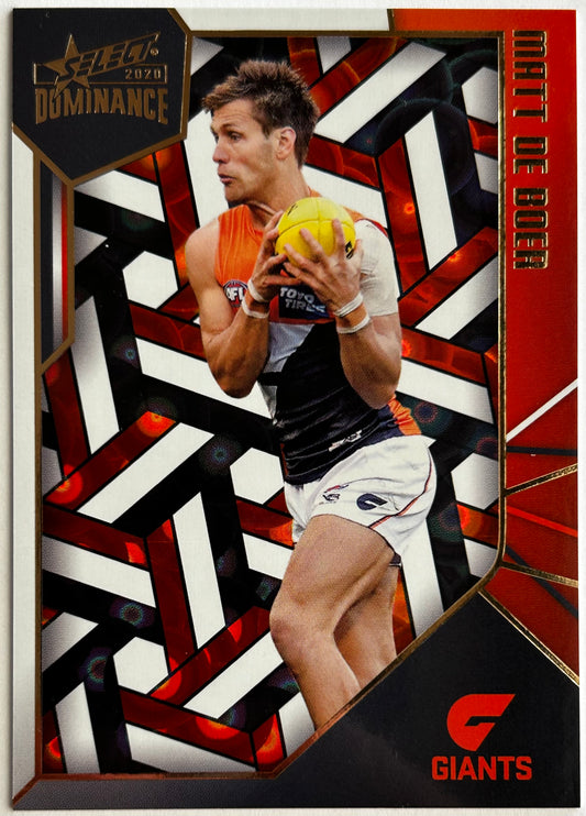 2020 AFL Select Dominance - MATT DE BOER (GWS GIANTS) Holographic Parallel HP92 /350