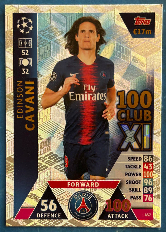 Topps Match Attax UEFA Champions League 2018-19 - EDINSON CAVANI (PSG) 100 Club Foil Insert #437