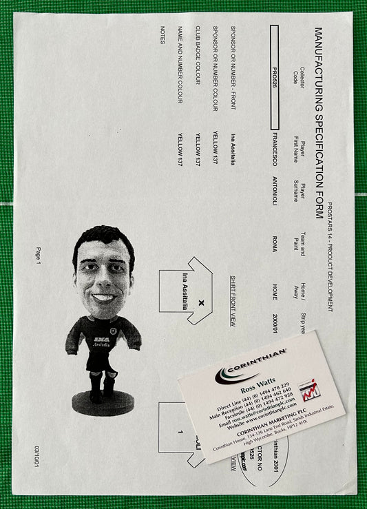Corinthian Manufacturing Specification Form - FRANCESCO ANTONIOLI (AS ROMA) ProStars Series 14 PRO526