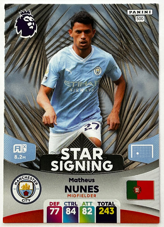 Panini Adrenalyn XL Premier League 2024 - MATHEUS NUNES (MAN CITY) Star Signing 500