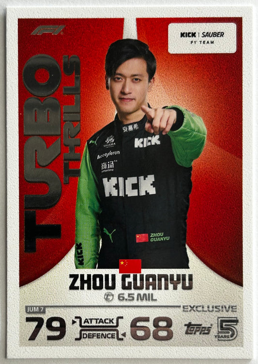 Topps F1 Turbo Attax 2024 - ZHOU GUANYU (SAUBER) Turbo Thrills Jumbo Box Exclusive JUM7