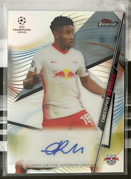 2020-21 Topps Finest UEFA Champions League - CHRISTOPHER NKUNKU (RB LEIPZIG) Base Card Autograph #FA-CN