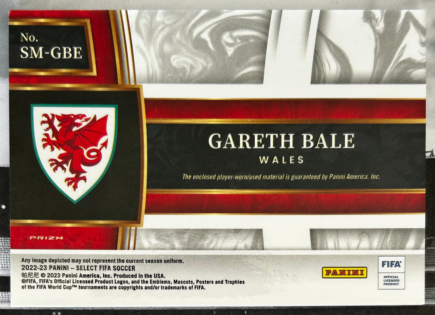2022-23 Panini Select FIFA Soccer - GARETH BALE (WALES) Player-Worn Patch #SM-GBE