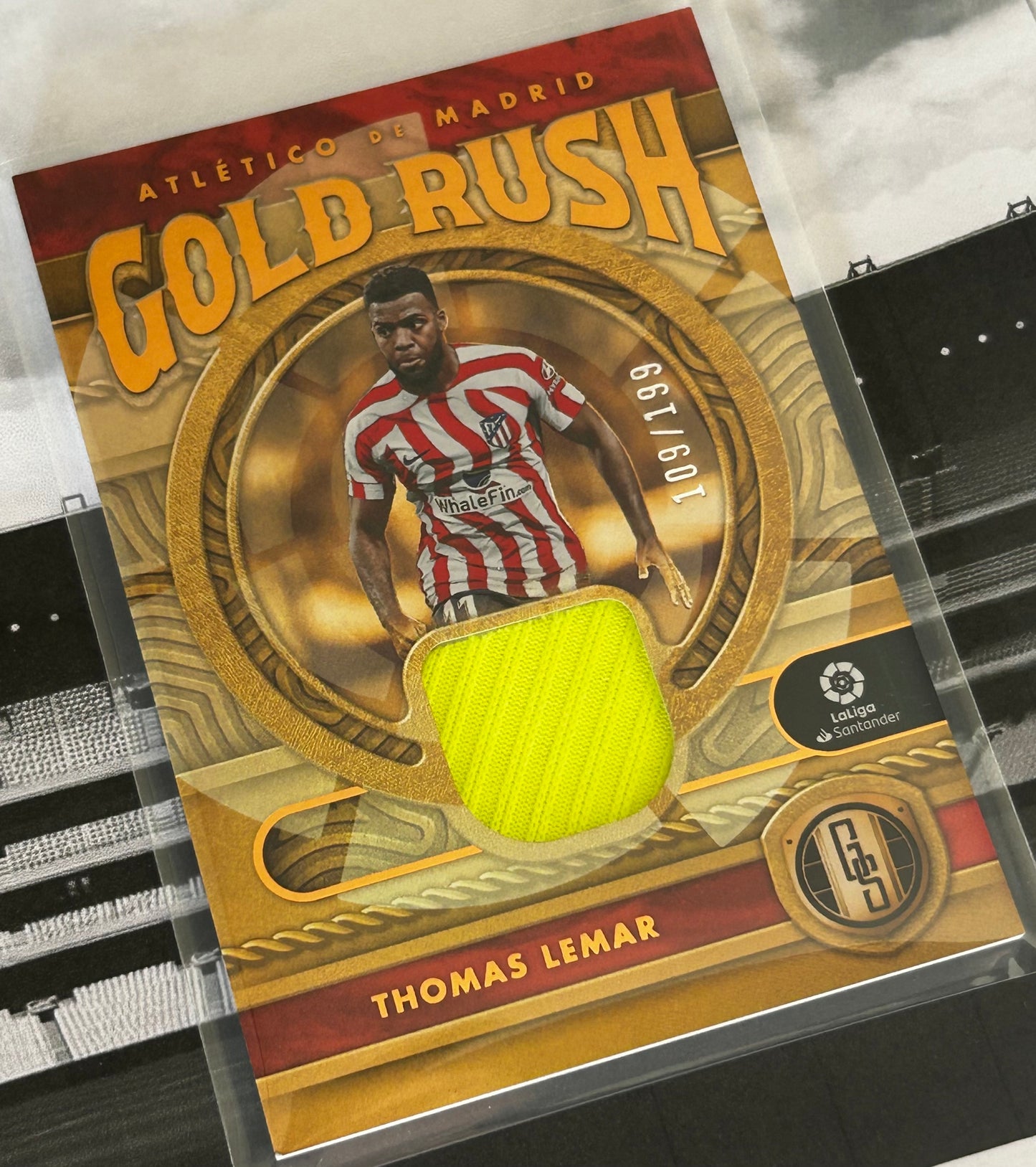 2022-23 Panini Chronicles Gold Standard La Liga Soccer - THOMAS LEMAR (ATLETICO DE MADRID) Gold Rush Patch GR-TL /199