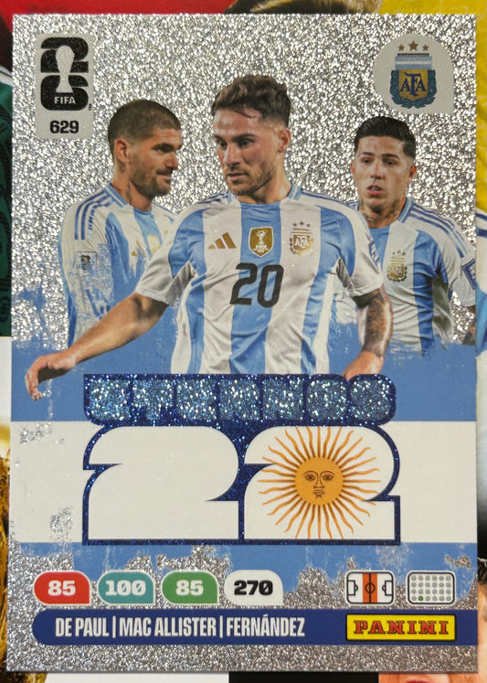 Panini FIFA World Cup 2026 Adrenalyn XL - ETERNOS 22 (ARGENTINA) De Paul, Mac Allister & Fernandez #629