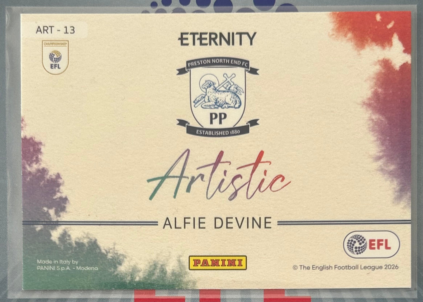 Panini EFL Eternity 2025-26 - ALFIE DEVINE (PRESTON NORTH END) Artistic ART-13