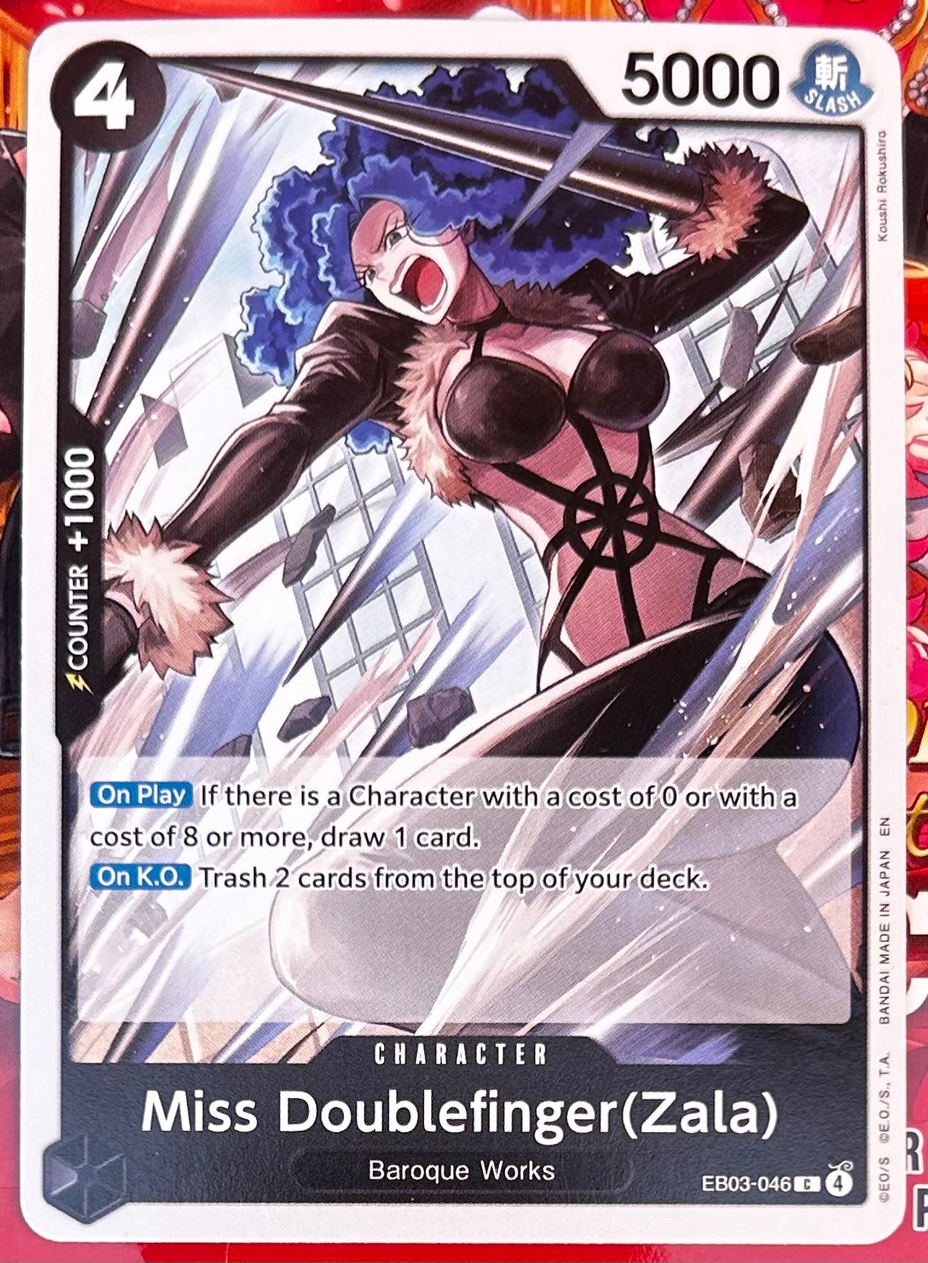 EB03-046 MISS DOUBLEFINGER (ZALA) One Piece Character Card (Black) English