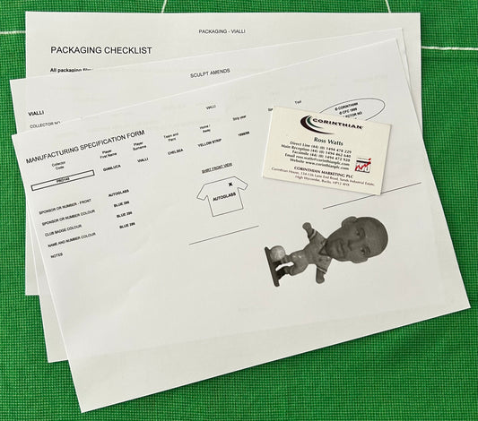 Corinthian ProStars Manufacturing Specification Form + Extras - GIANLUCA VIALLI (CHELSEA AWAY 1998-99) BMG Promotion PRO145