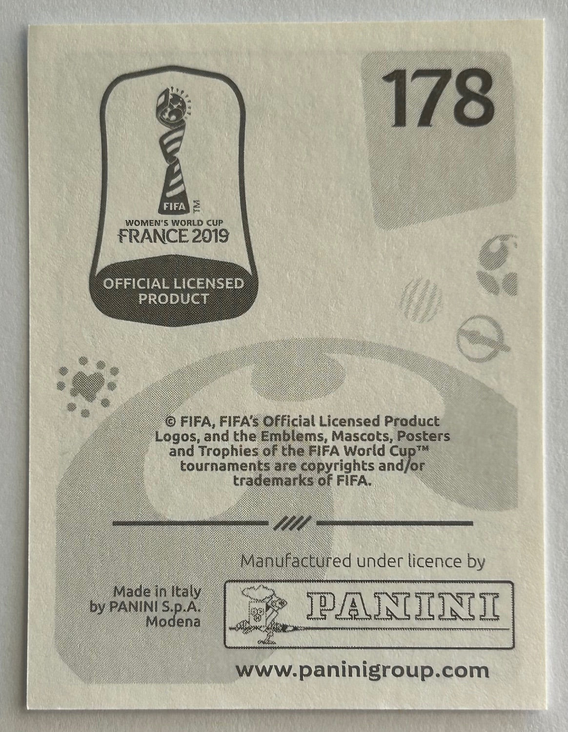 Panini FIFA Women's World Cup France 2019 - LYDIA WILLIAMS (AUSTRALIA) Sticker #178