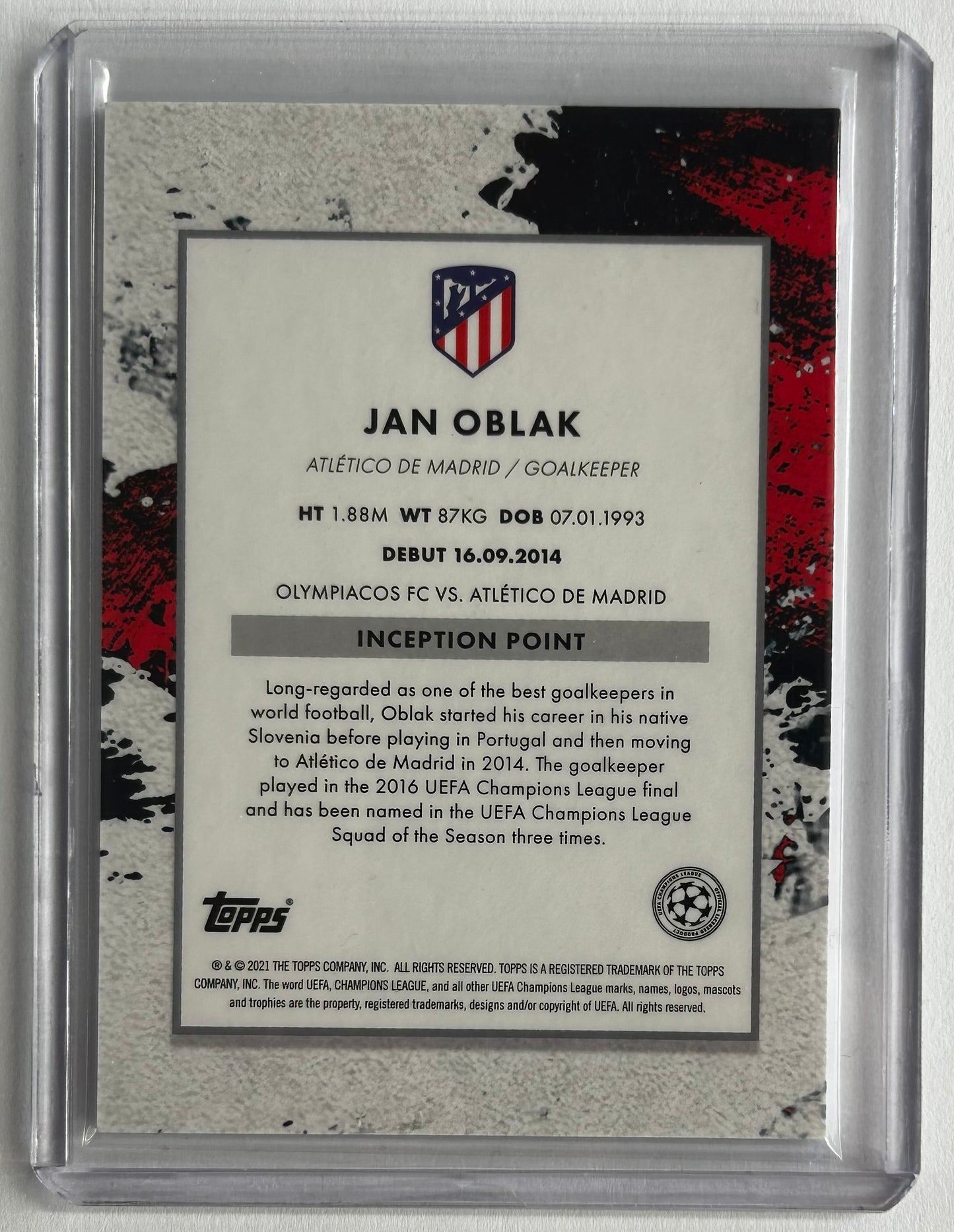 2020-21 Topps Inception UCL - JAN OBLAK (ATLETICO DE MADRID) Star Quality