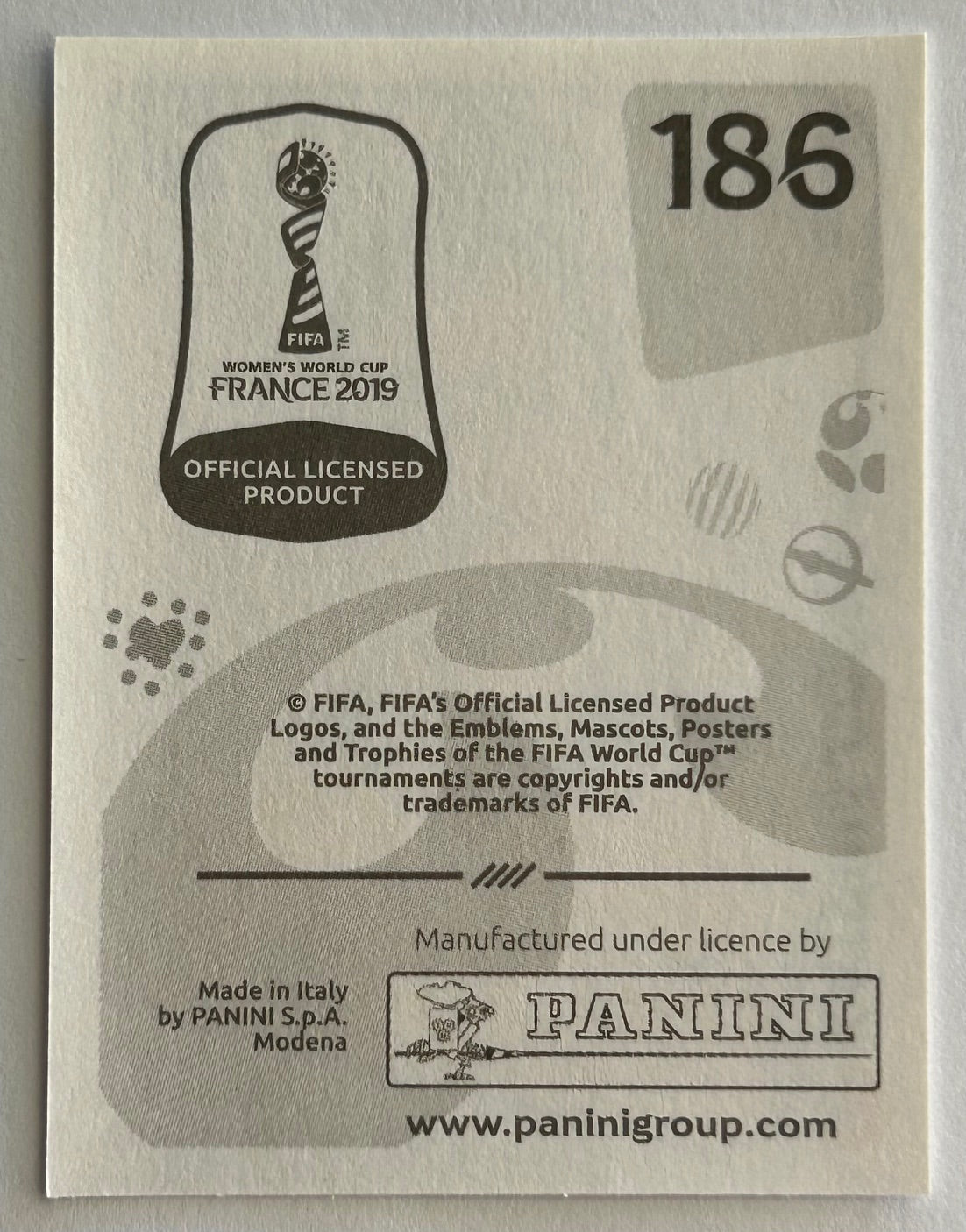 Panini FIFA Women's World Cup France 2019 - KATRINA GORRY (AUSTRALIA) Sticker #186