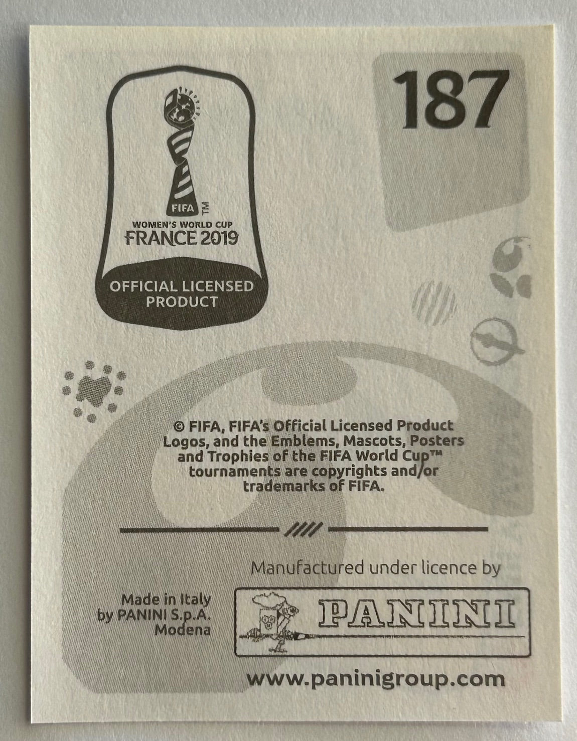 Panini FIFA Women's World Cup France 2019 - EMILY VAN EGMOND (AUSTRALIA) Sticker #187