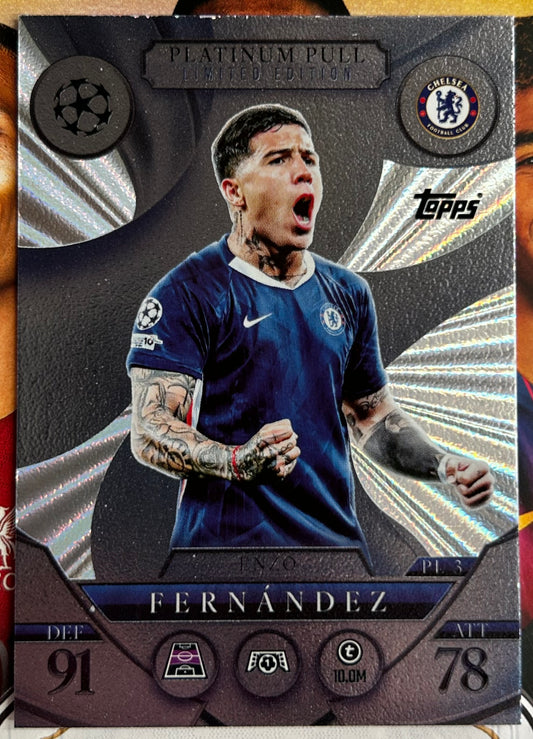 2025-26 Topps UCC Match Attax - ENZO FERNANDEZ (CHELSEA) Platinum Pull PL 3 *See Condition Notes*