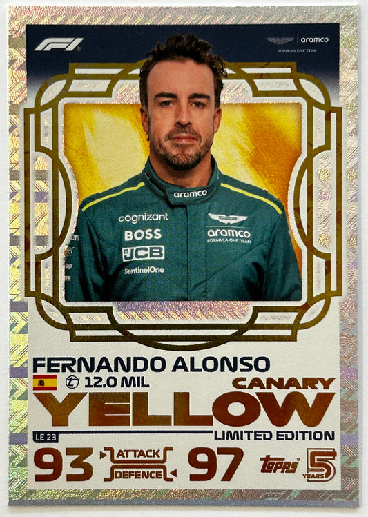 Topps F1 Turbo Attax 2024 - FERNANDO ALONSO (ASTON MARTIN) Canary Yellow Limited Edition LE23