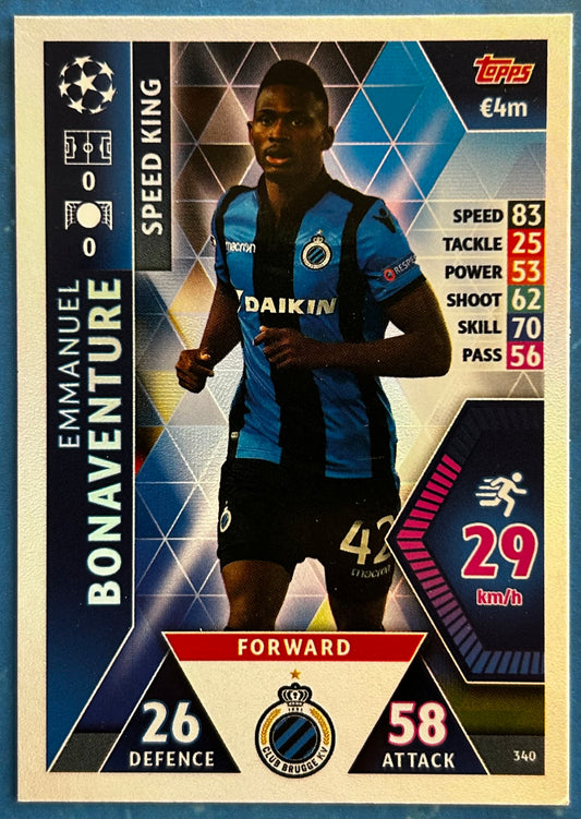 Topps Match Attax UEFA Champions League 2018-19 - EMMANUEL BONAVENTURE (CLUB BRUGGE) Speed King Foil Insert #340
