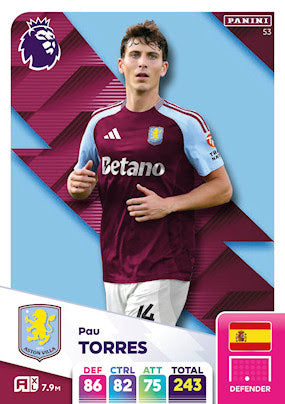 Panini Adrenalyn XL Premier League 2025 - Single ASTON VILLA FC Cards (#46 - #63)