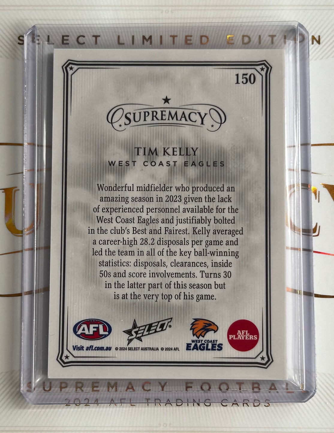 2024 AFL Select Supremacy - TIM KELLY (WEST COAST EAGLES) Black Pearl /35