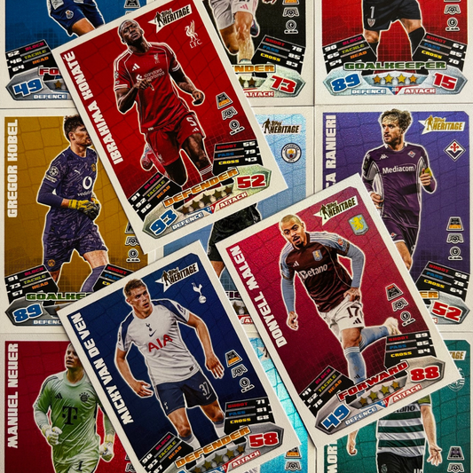 2025-26 Topps UCC Match Attax - HERITAGE Rainbow Plus Foil (#379-#405) 1:3 packs