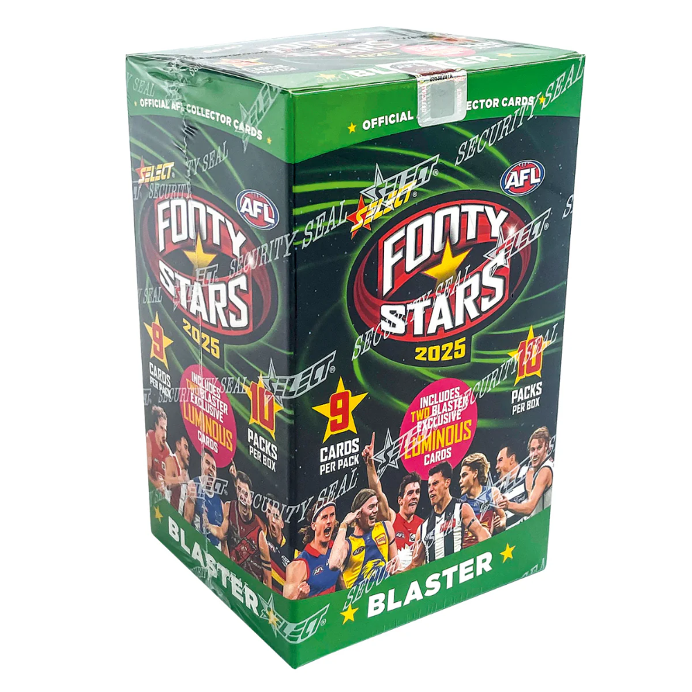 Select AFL Footy Stars 2025 - Blaster Box (inc 2 Exclusive Pink Dragon Scale Luminous Cards)