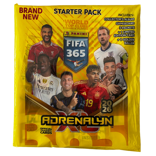 2026 Panini FIFA 365 Adrenalyn XL - STARTER PACK with Album, Golden Baller + 19 cards