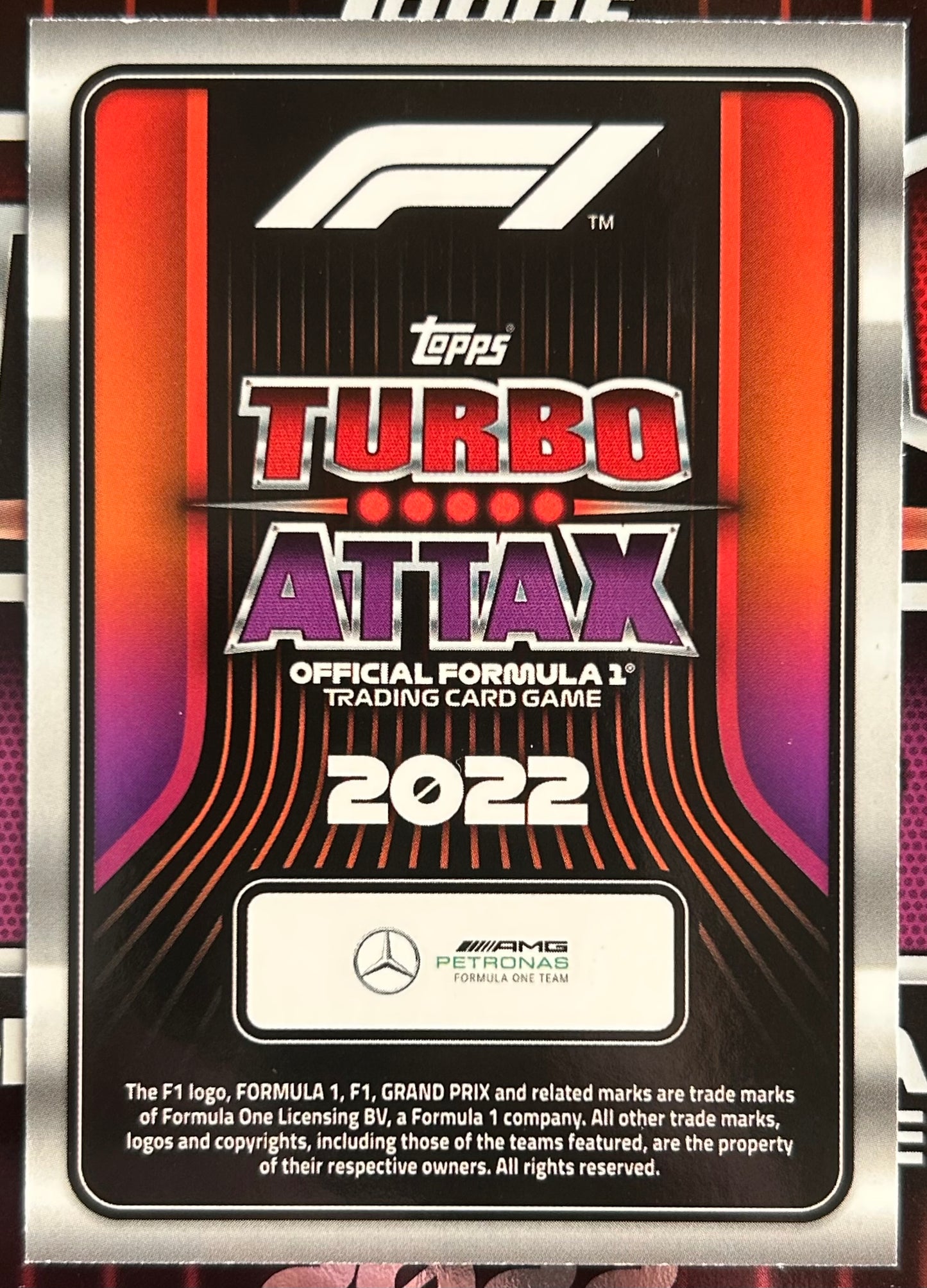 Topps F1 Turbo Attax 2022 - LEWIS HAMILTON (MERCEDES-AMG) Bronze Limited Edition LE4B