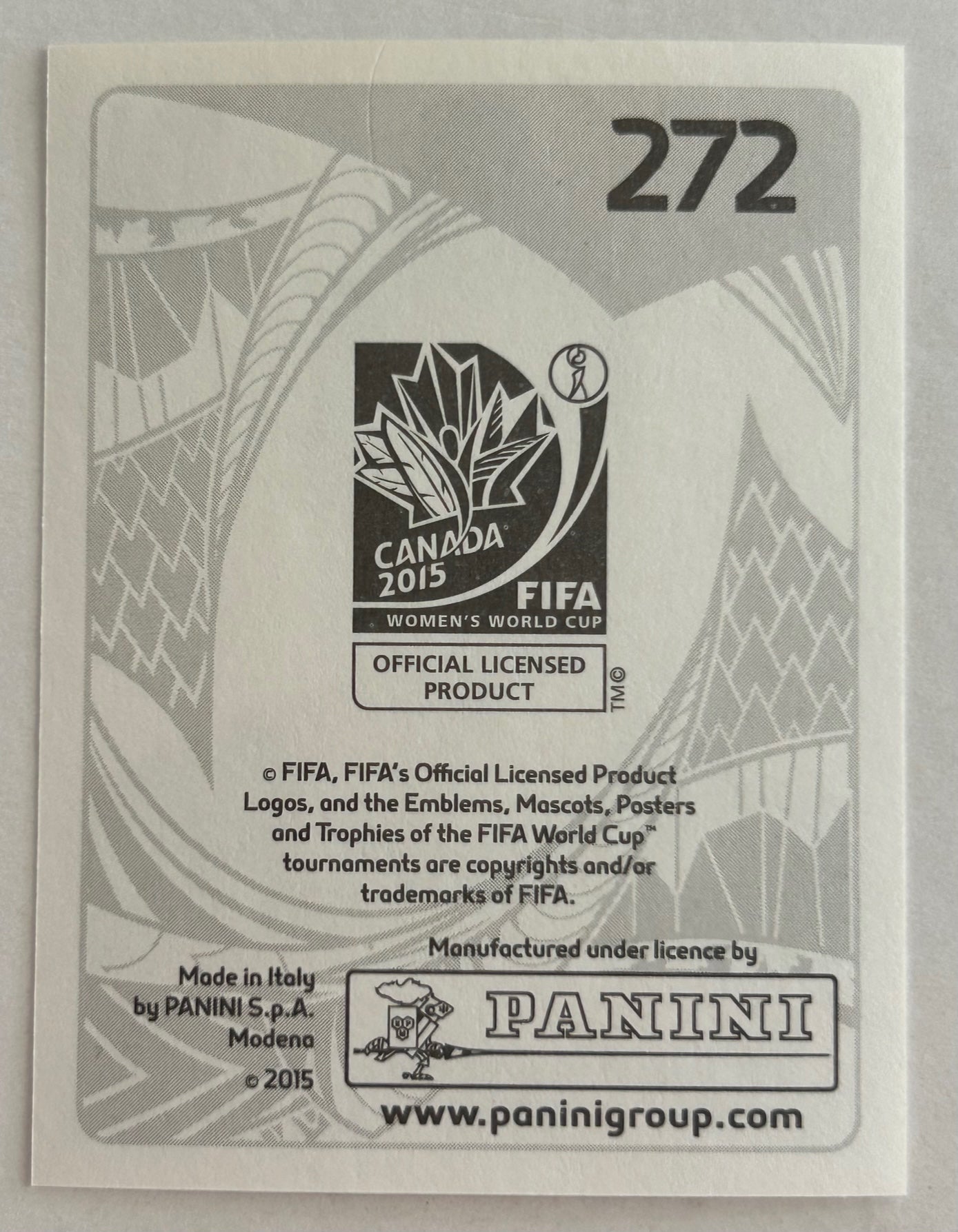 Panini FIFA Women's World Cup Canada 2015 - BRIANNA DAVEY (AUSTRALIA) Sticker #272