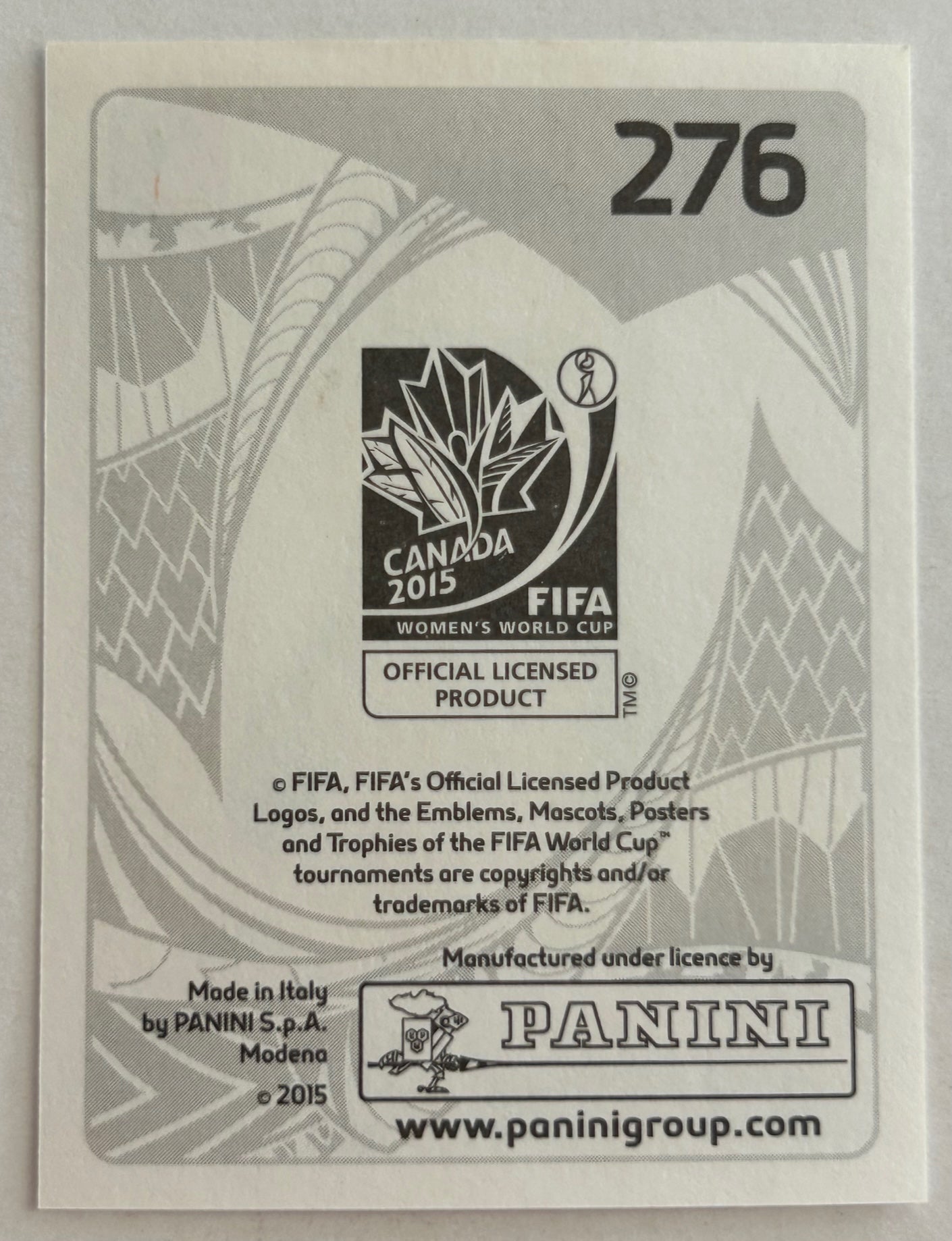 Panini FIFA Women's World Cup Canada 2015 - SERVET UZUNLAR (AUSTRALIA) Sticker #276