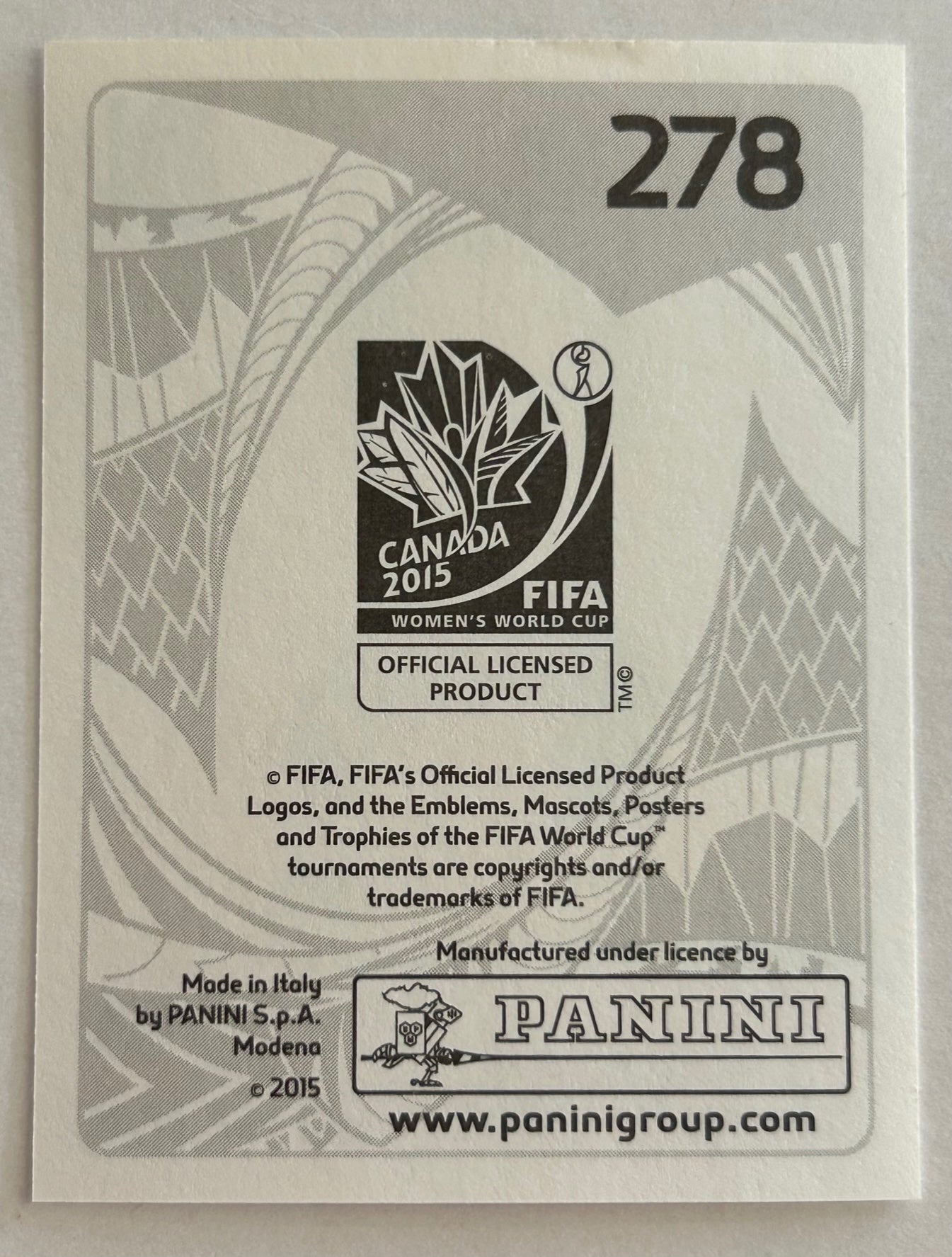Panini FIFA Women's World Cup Canada 2015 - KATRINA GORRY (AUSTRALIA) Sticker #278