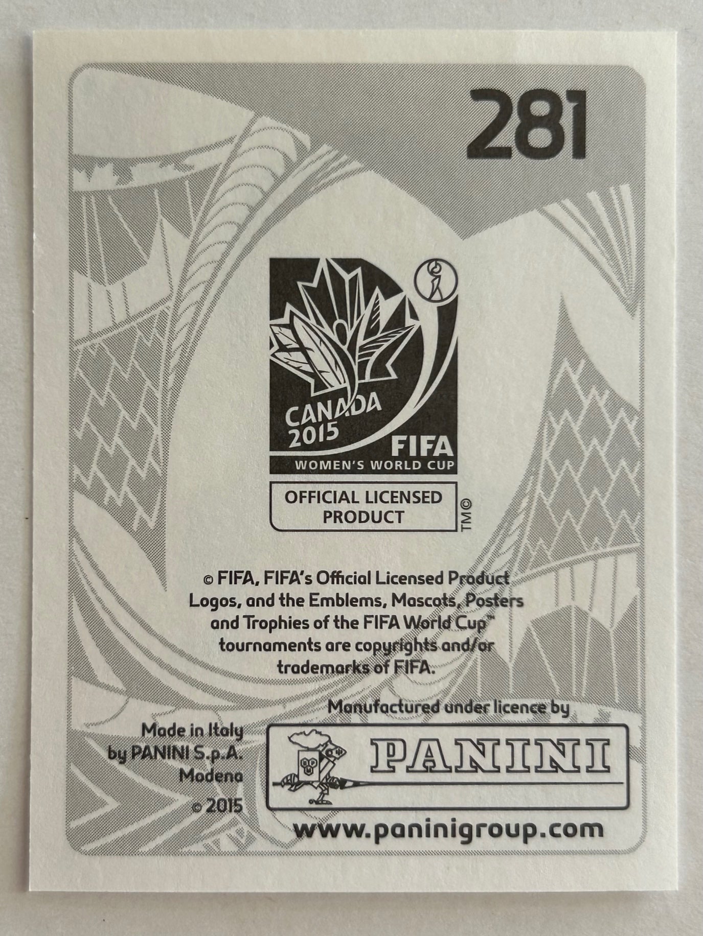 Panini FIFA Women's World Cup Canada 2015 - TERESA POLIAS (AUSTRALIA) Sticker #281