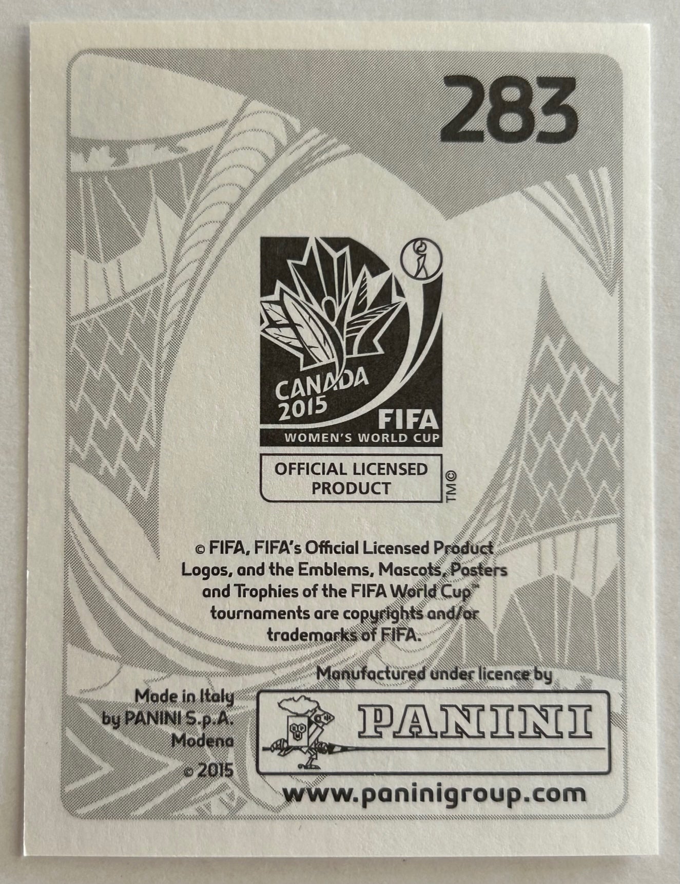 Panini FIFA Women's World Cup Canada 2015 - LARISSA CRUMMER (AUSTRALIA) Sticker #283