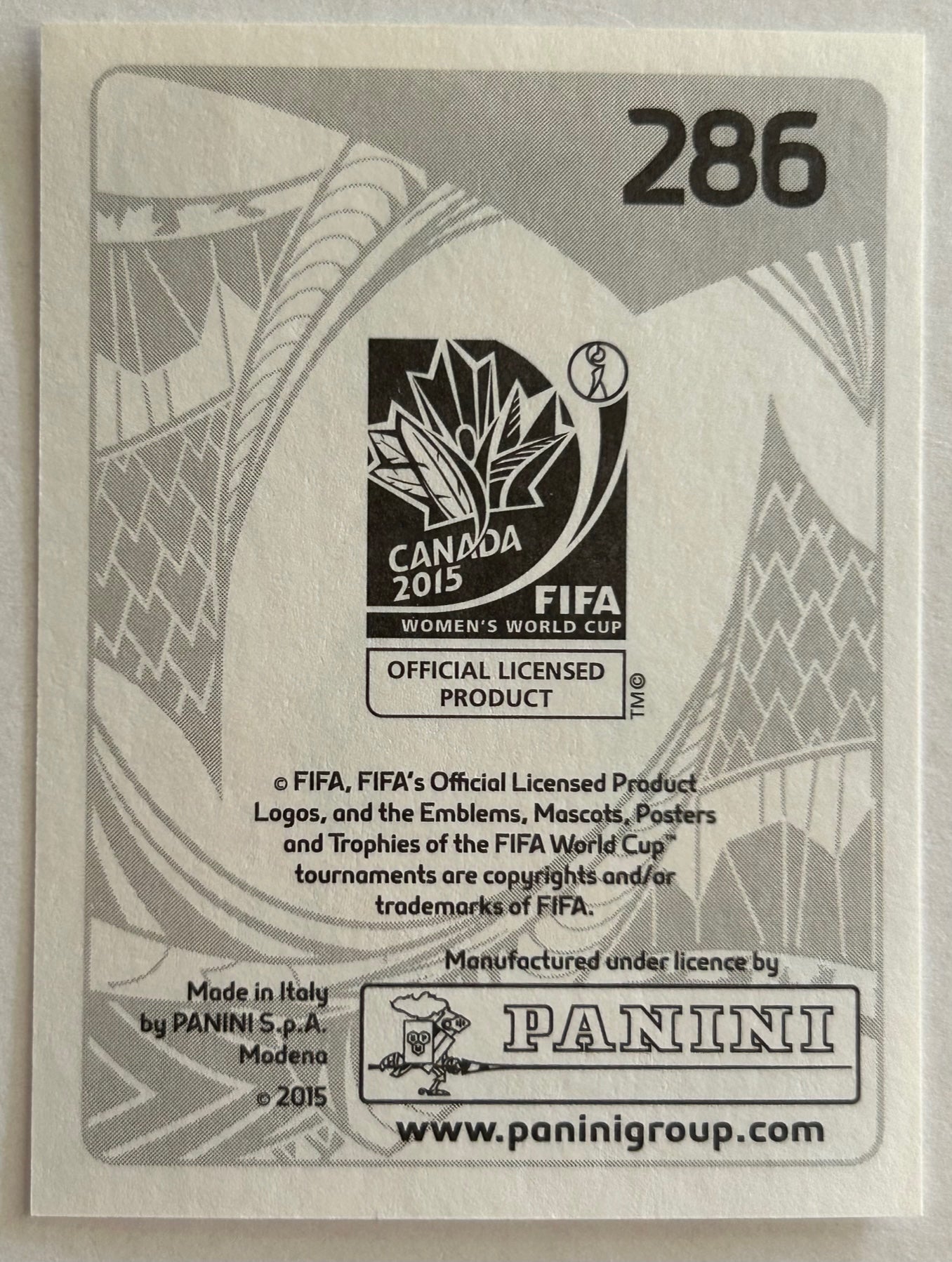 Panini FIFA Women's World Cup Canada 2015 - MICHELLE HEYMAN (AUSTRALIA) Sticker #286