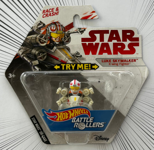 Mattel Hot Wheels Diecast 1:64 -  Luke Skywalker X-Wing Fighter Star Wars Battle Rollers