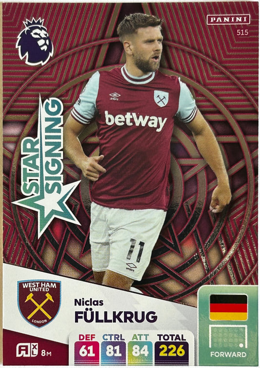 Panini Adrenalyn XL Premier League 2025 - NICLAS FULLKRUG (WEST HAM UNITED) Star Signing 515