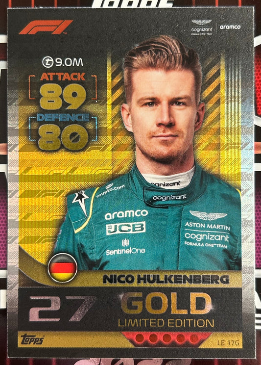 Topps F1 Turbo Attax 2022 - NICO HULKENBERG (ASTON MARTIN ARAMCO) Gold Limited Edition LE17G