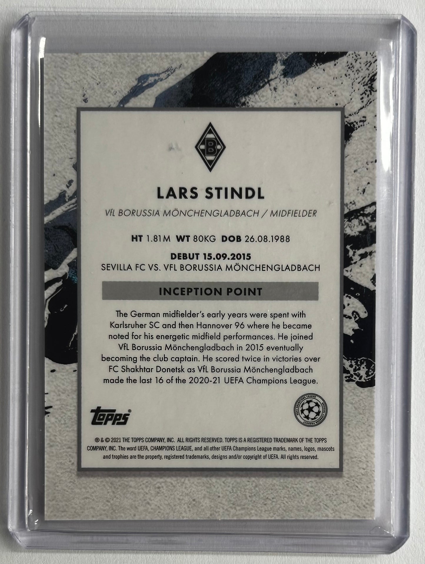 2020-21 Topps Inception UCL - LARS STINDL (BORUSSIA MONCHENGLADBACH) Star Quality (Copy)