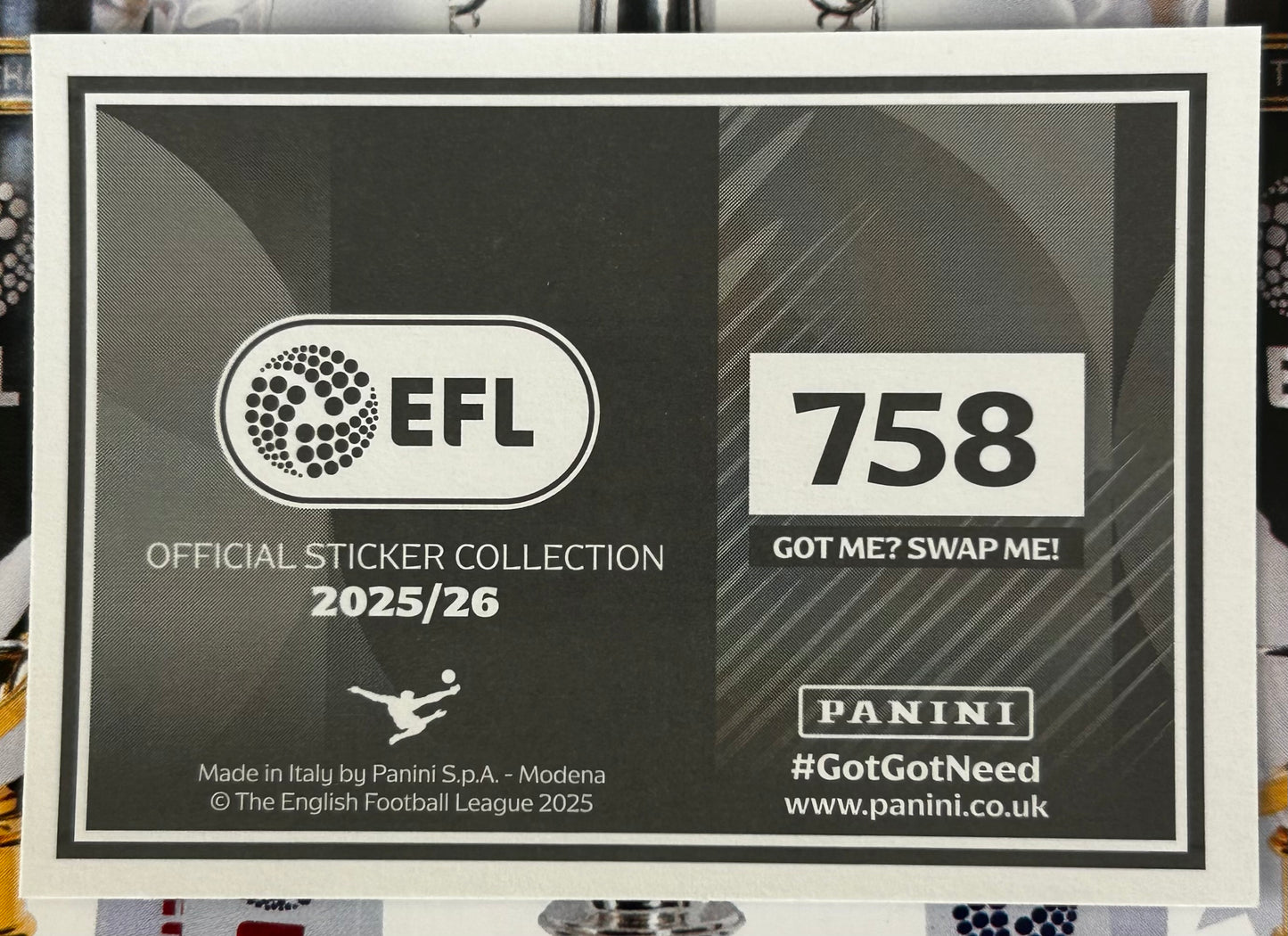 Panini EFL 2025-26 Sticker Collection - CLUB CREST (NOTTS COUNTY FC) #758
