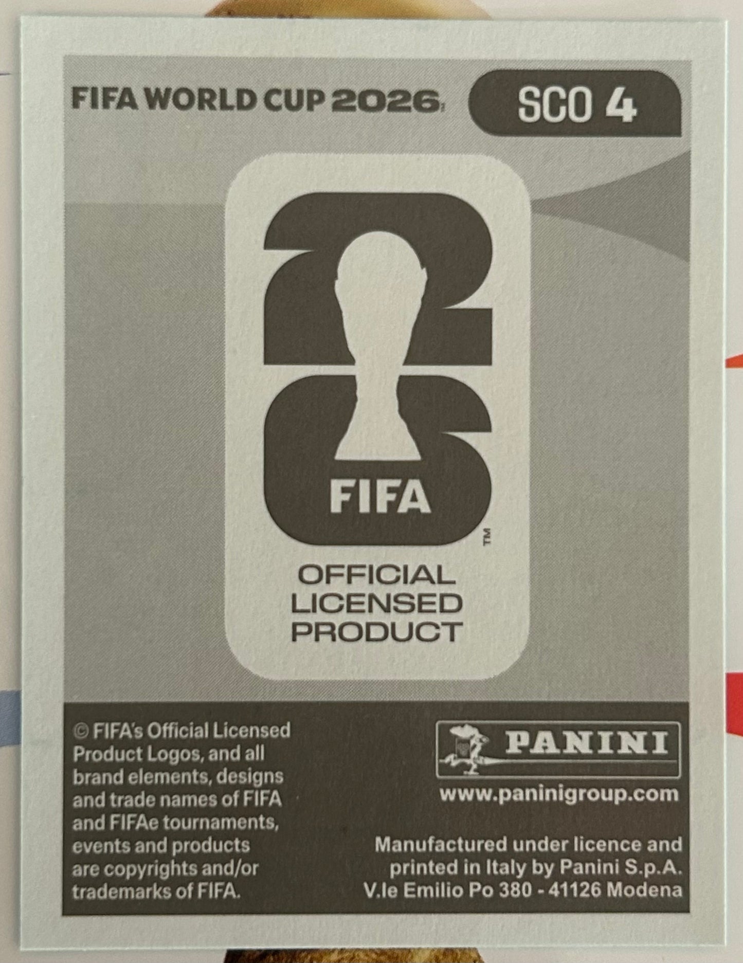 Panini FIFA World Cup 2026 Official Sticker Collection - KIERAN TIERNEY (SCOTLAND) SCO4
