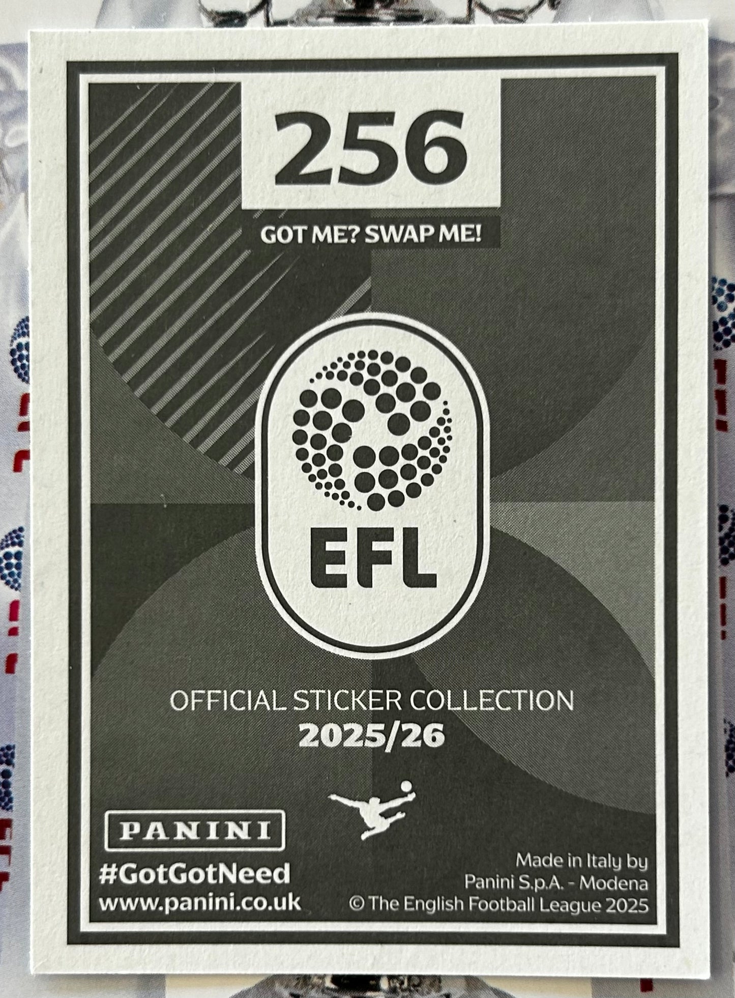 Panini EFL 2025-26 Sticker Collection - OMARI PATRICK (TRANMERE ROVERS) Elite #256