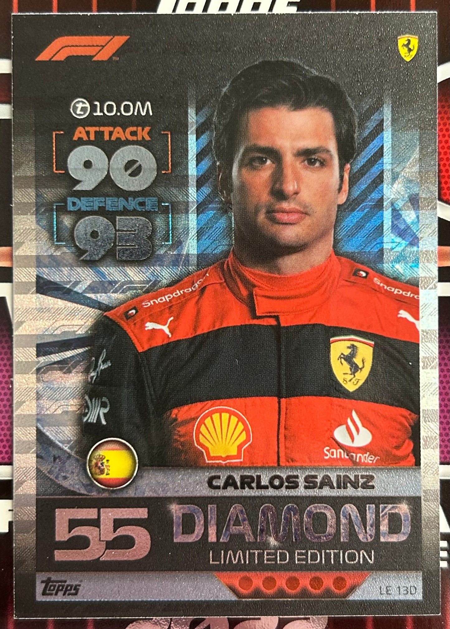 Topps F1 Turbo Attax 2022 - CARLOS SAINZ (FERRARI) Diamond Limited Edition LE13D