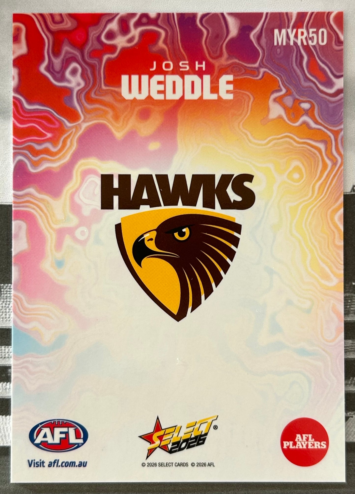 Select AFL Footy Stars 2026 - JOSH WEDDLE (HAWTHORN) Mercury Tie-Dye MYR50