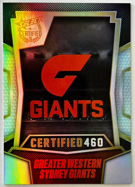 2016 AFL Select Certified - GREATER WESTERN SYDNEY GIANTS LOGO Certified 460 C101 /460