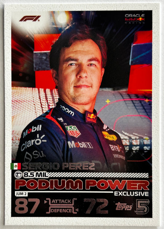 Topps F1 Turbo Attax 2024 - SERGIO PEREZ (ORACLE RED BULL) Podium Power Jumbo Box Exclusive JUM2