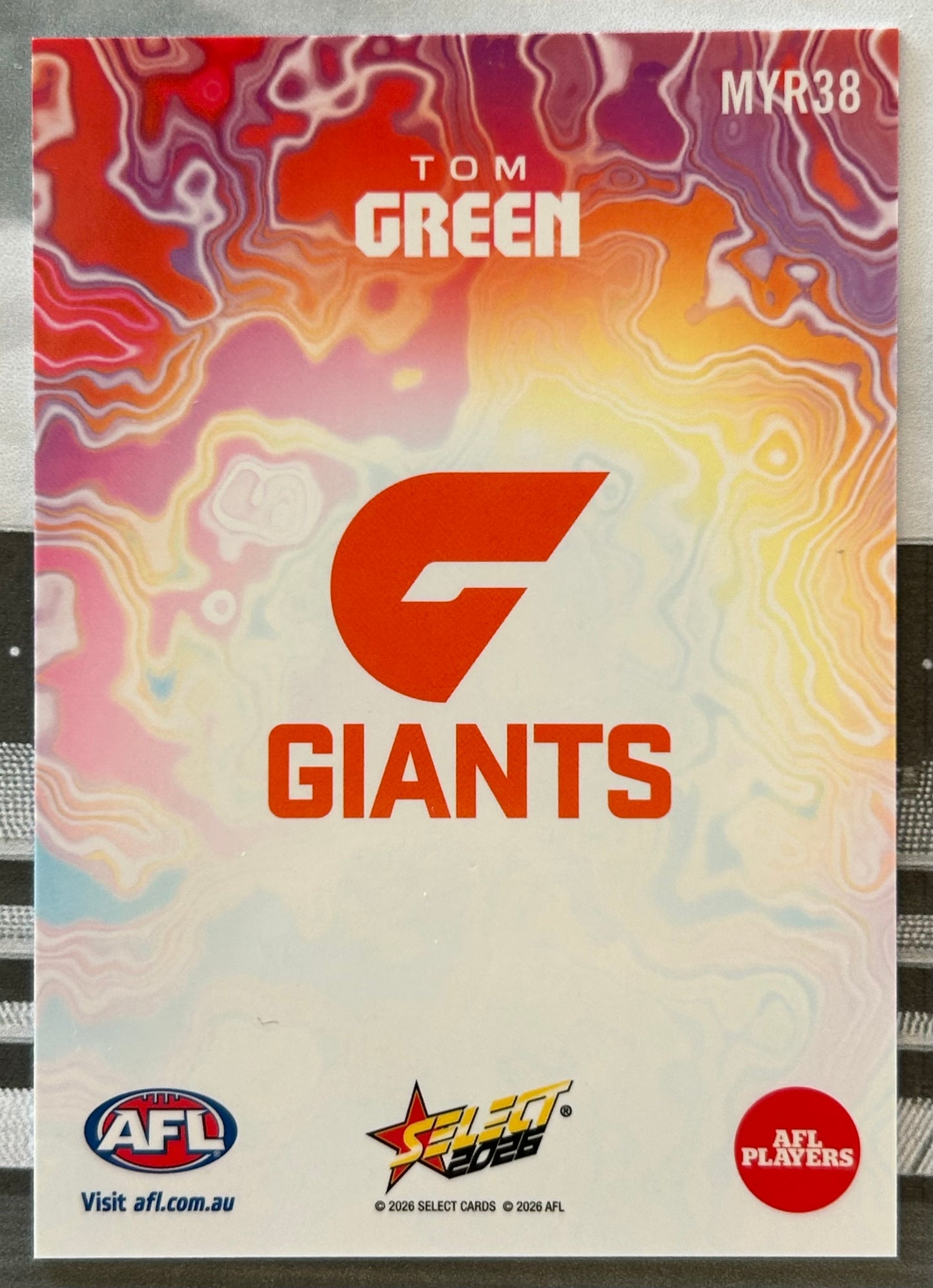 Select AFL Footy Stars 2026 - TOM GREEN (GWS GIANTS) Mercury Tie-Dye MYR38