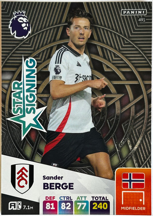 Panini Adrenalyn XL Premier League 2025 - SANDER BERGE (FULHAM) Star Signing 491