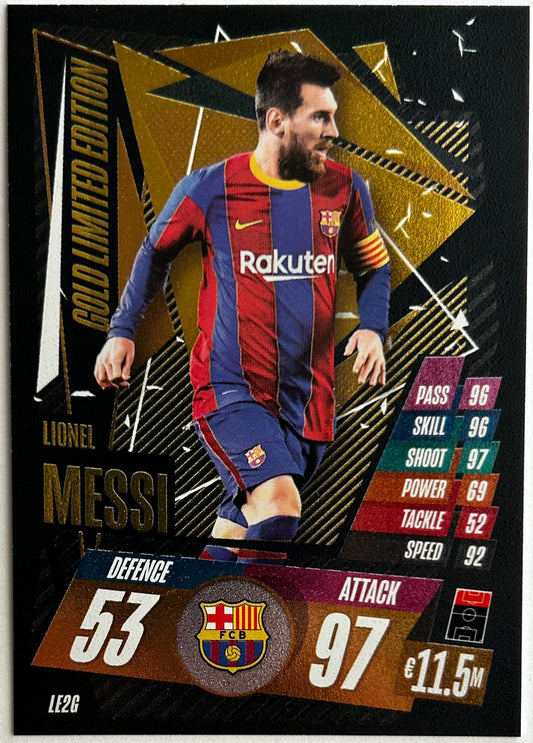 Topps 2020-21 Match Attax UEFA Champions League - LIONEL MESSI (FC BARCELONA) Gold Limited Edition LE2G