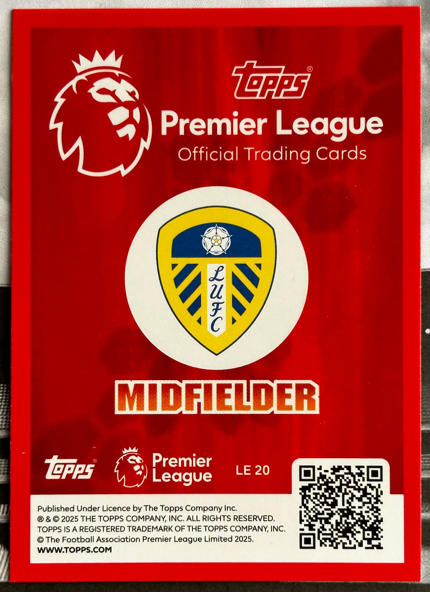 Topps Premier League 2026 Debut Edition - BRENDEN AARONSON (LEEDS UNITED) Classic Limited Edition LE20