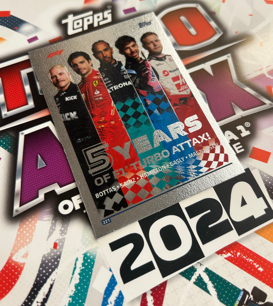 Topps F1 Turbo Attax 2024 - 5 YEARS OF TURBO ATTAX <Bottas-Sainz-Hamilton-Gasly-Magnussen> #221 *Rare UK Version*