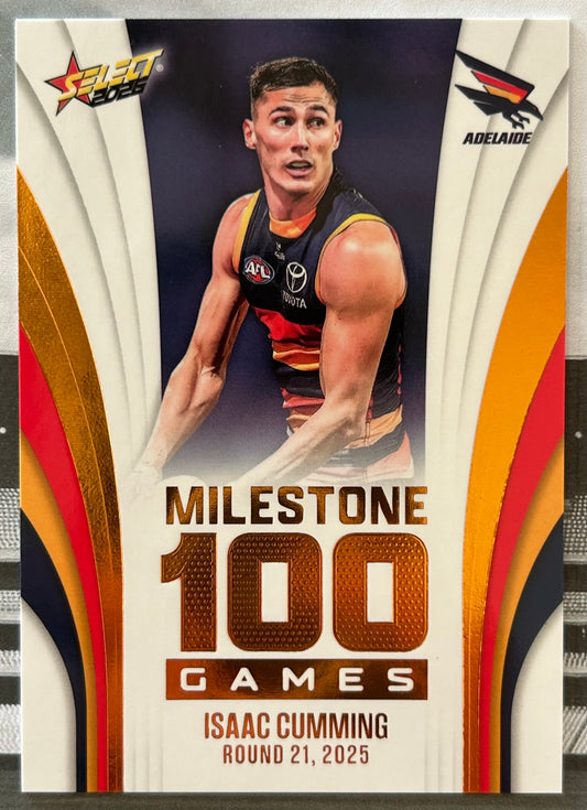 Select AFL Footy Stars 2026 - ISAAC CUMMING (ADELAIDE CROWS) Milestone 100 Games MG6
