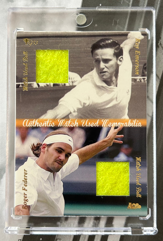 2012 Ace Authentic Grand Slam 3 - ROY EMERSON & ROGER FEDERER Dual Player Memorabilia DMB7